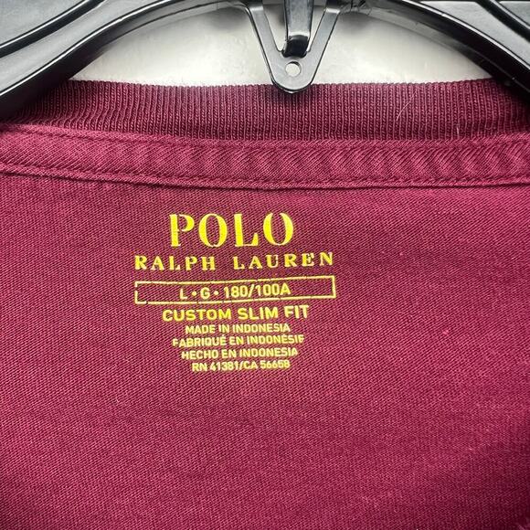 Polo Ralph Lauren Men's Long Sleeve Burgundy Maroon Shirt Size Large Slim Fit - Picture 2 of 8